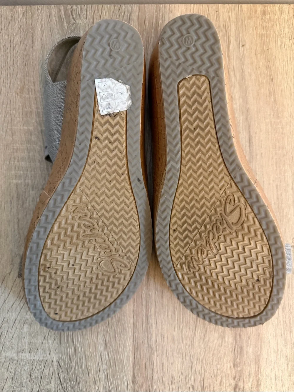 Wedge Sandals in Light Gray with Cork Heel